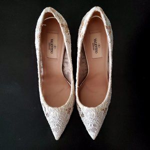 VALENTINO GARAVANI WHITE LACE PUMPS AUTHENTIC SZ37